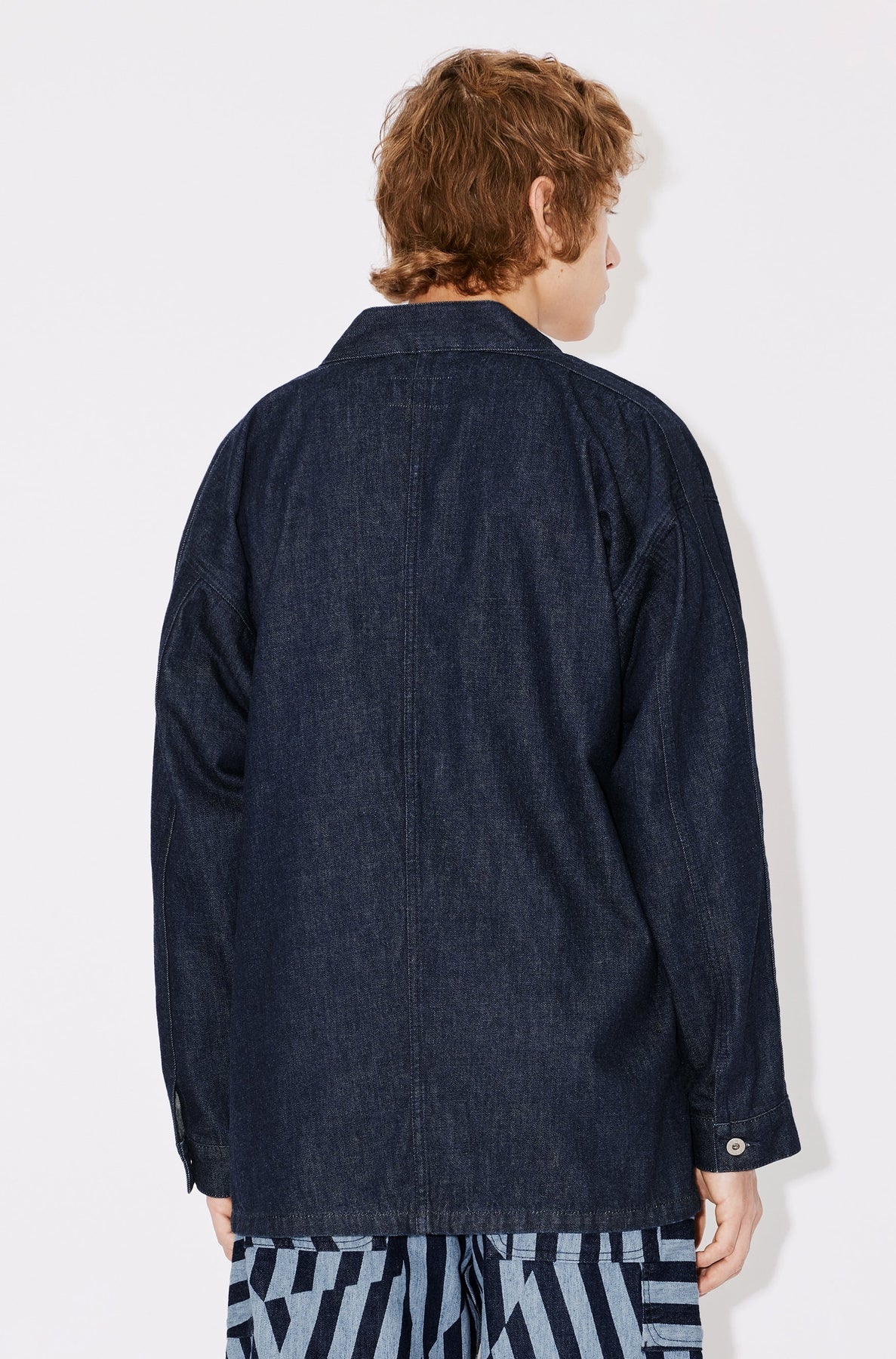Boke Flower embroidered kimono jacket - Rinse Blue Denim