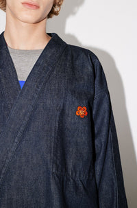 Boke Flower embroidered kimono jacket - Rinse Blue Denim