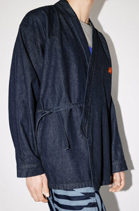 Boke Flower embroidered kimono jacket - Rinse Blue Denim