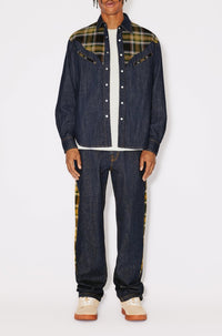 Checked Patchwork Loose Jeans