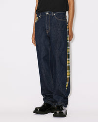 Checked Patchwork Loose Jeans