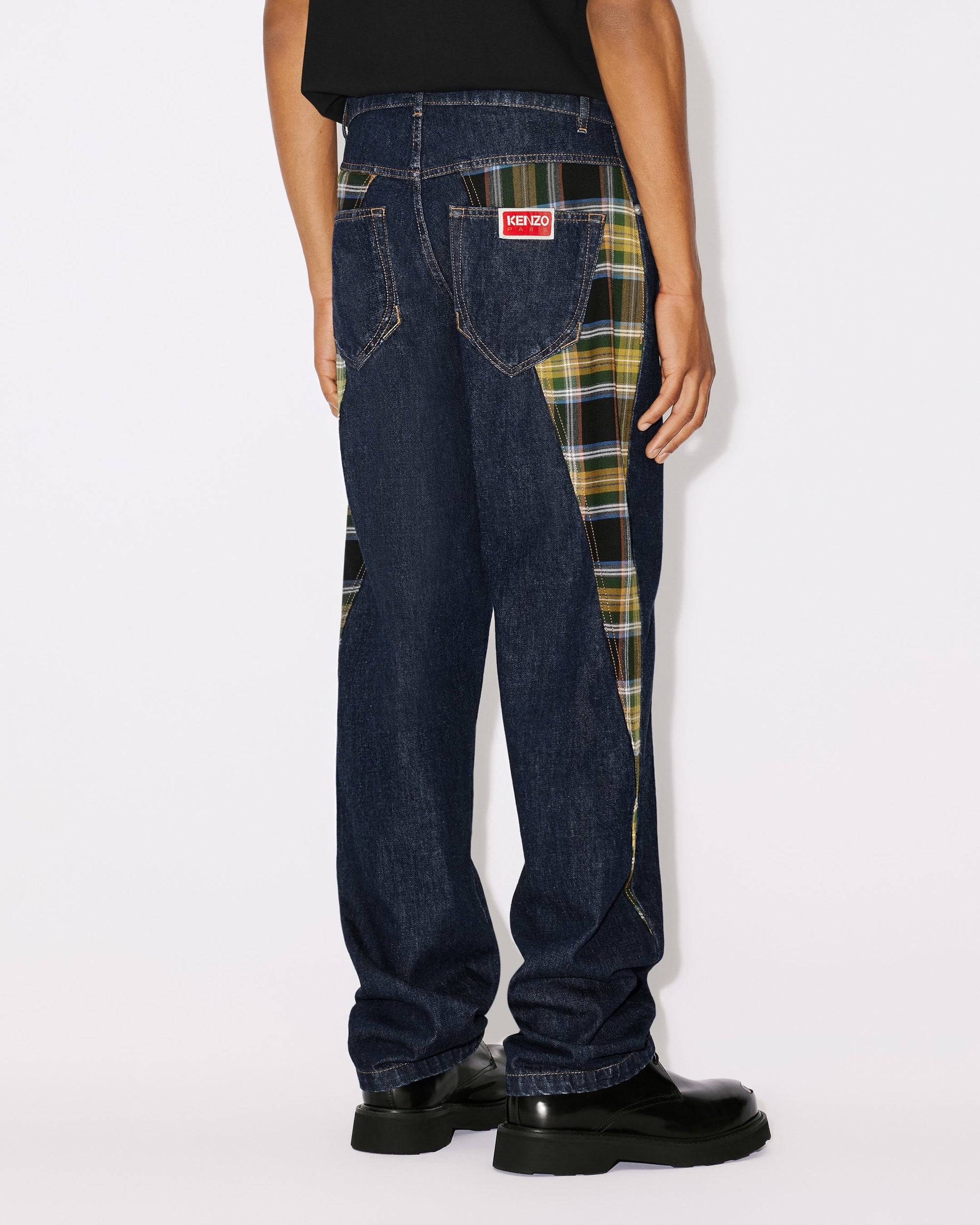 Checked Patchwork Loose Jeans