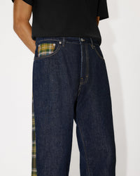 Checked Patchwork Loose Jeans