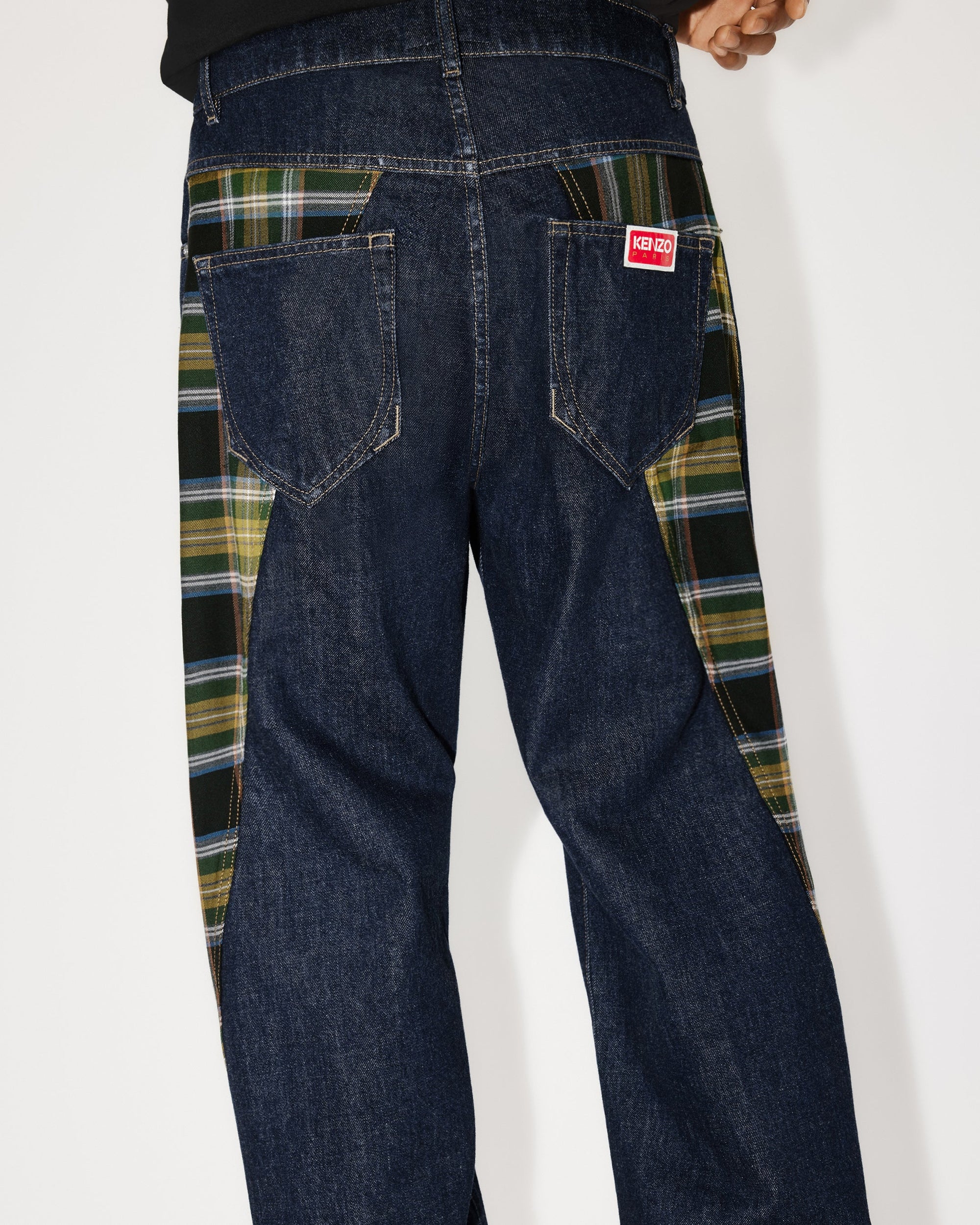Checked Patchwork Loose Jeans