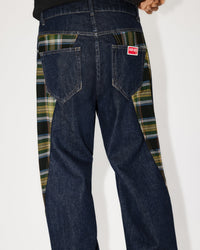 Checked Patchwork Loose Jeans