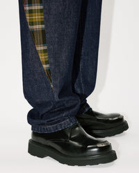 Checked Patchwork Loose Jeans