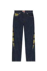 Checked Patchwork Loose Jeans