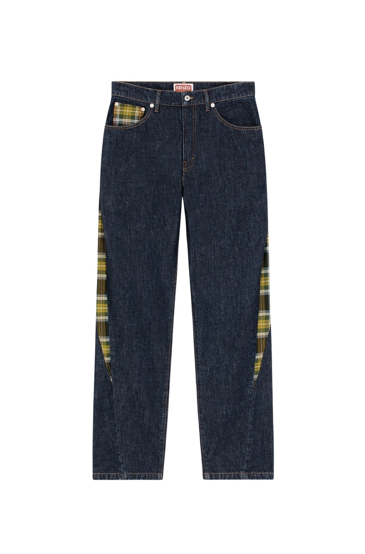 Checked Patchwork Loose Jeans
