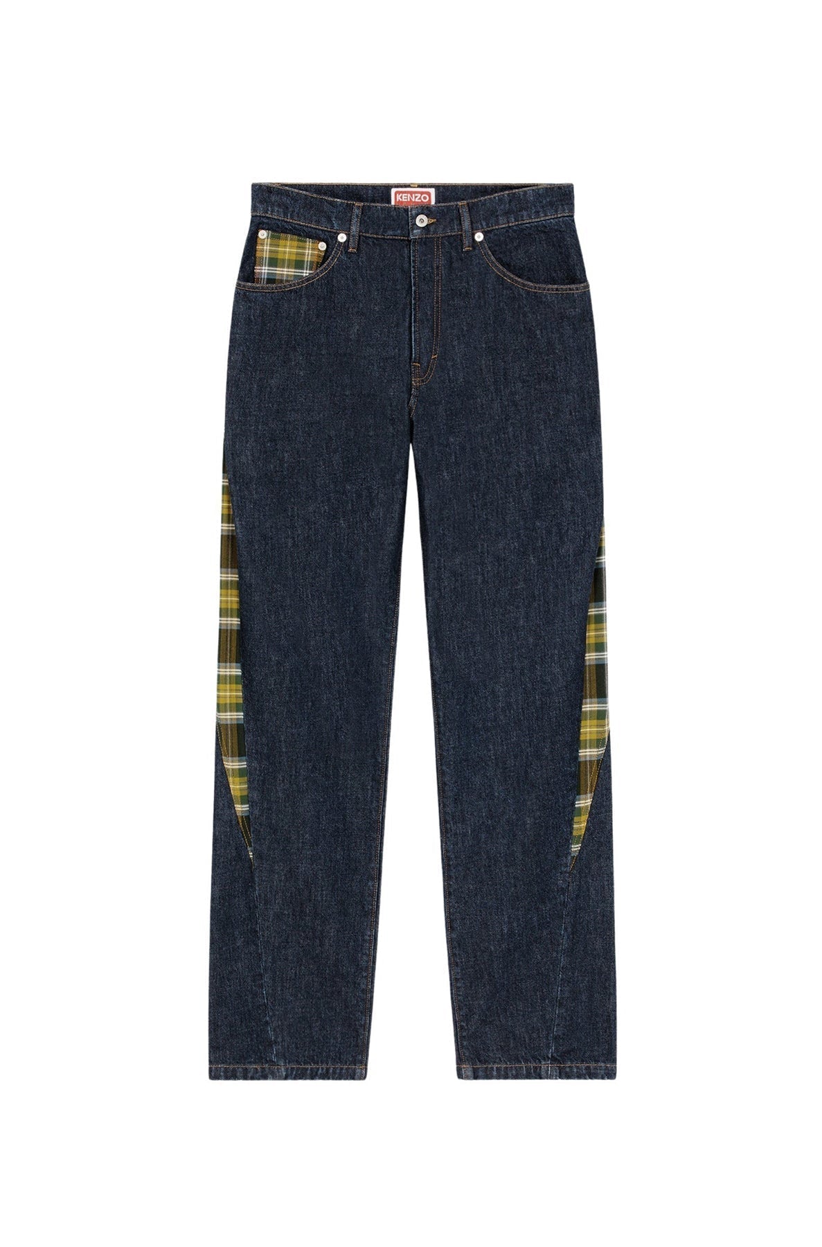 Checked Patchwork Loose Jeans