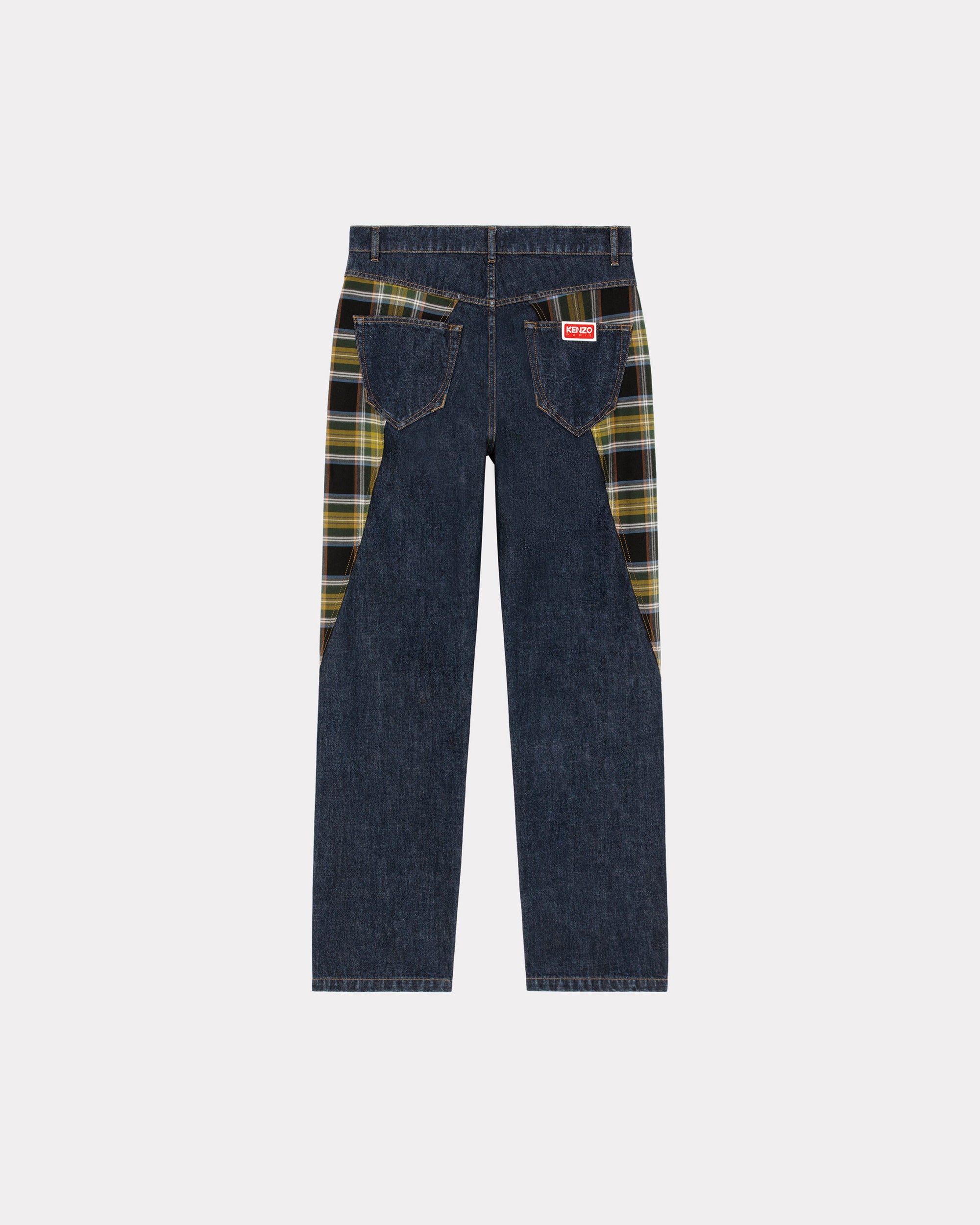 Checked Patchwork Loose Jeans