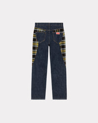 Checked Patchwork Loose Jeans