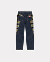 Checked Patchwork Loose Jeans