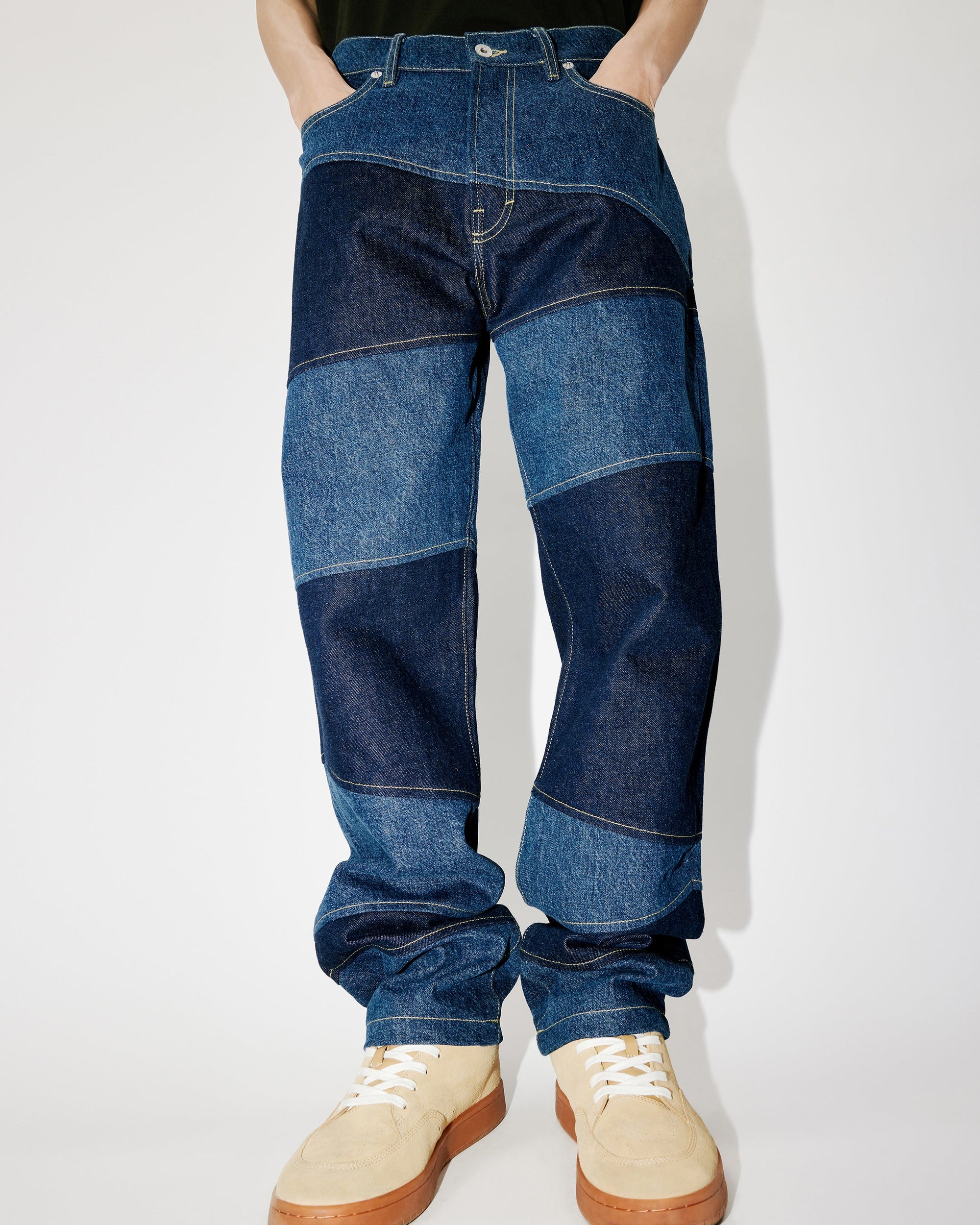 Botan loose patchwork jeans - Rinse Blue