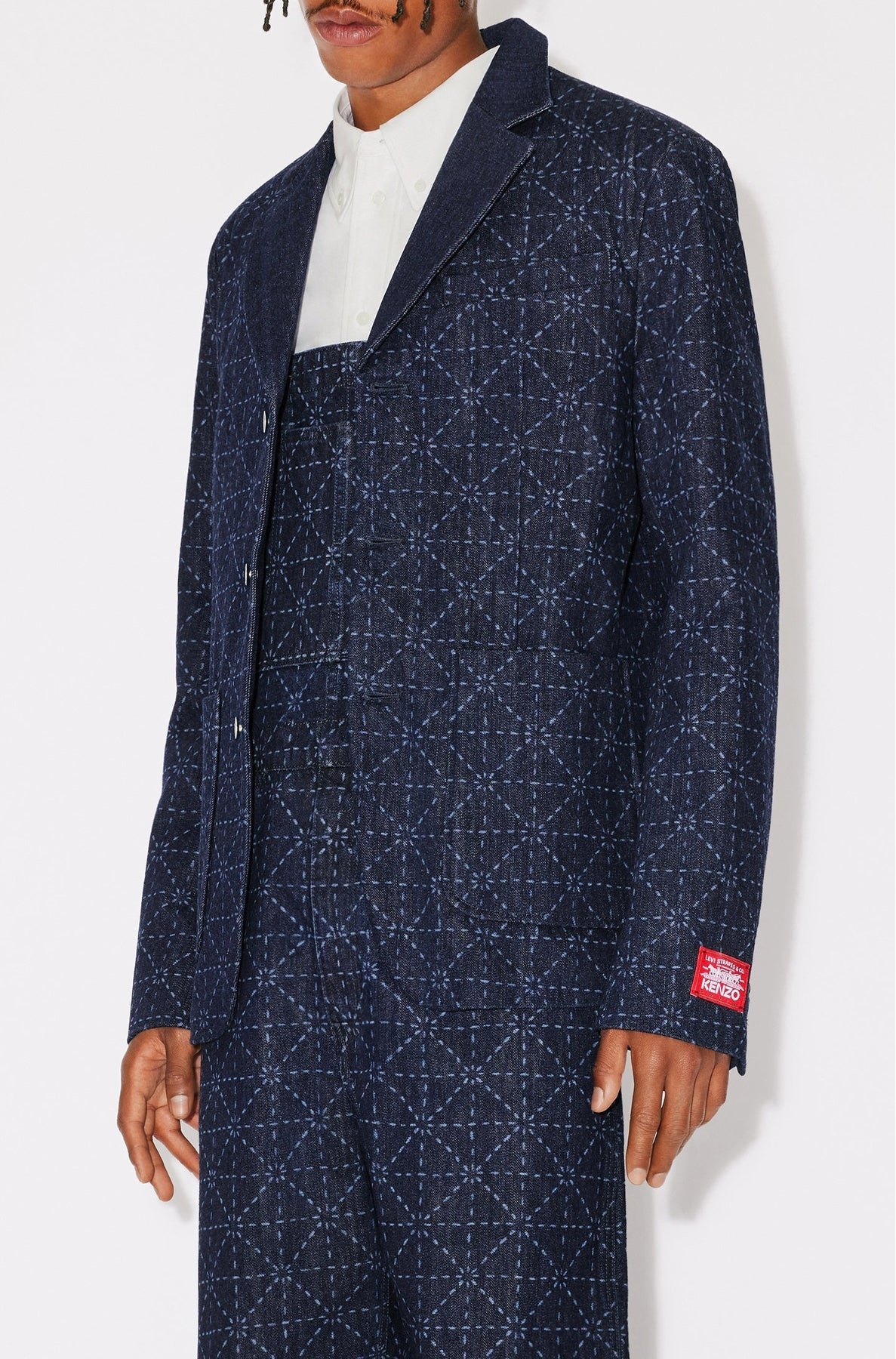 Printed Denim Blazer