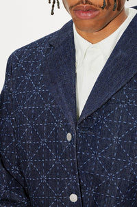 Printed Denim Blazer