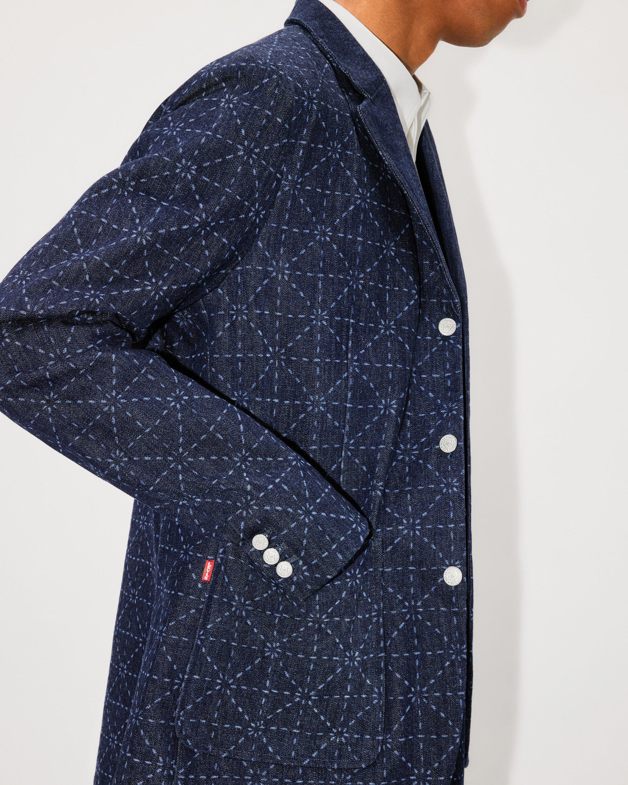 Printed Denim Blazer
