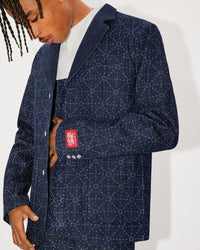 Printed Denim Blazer