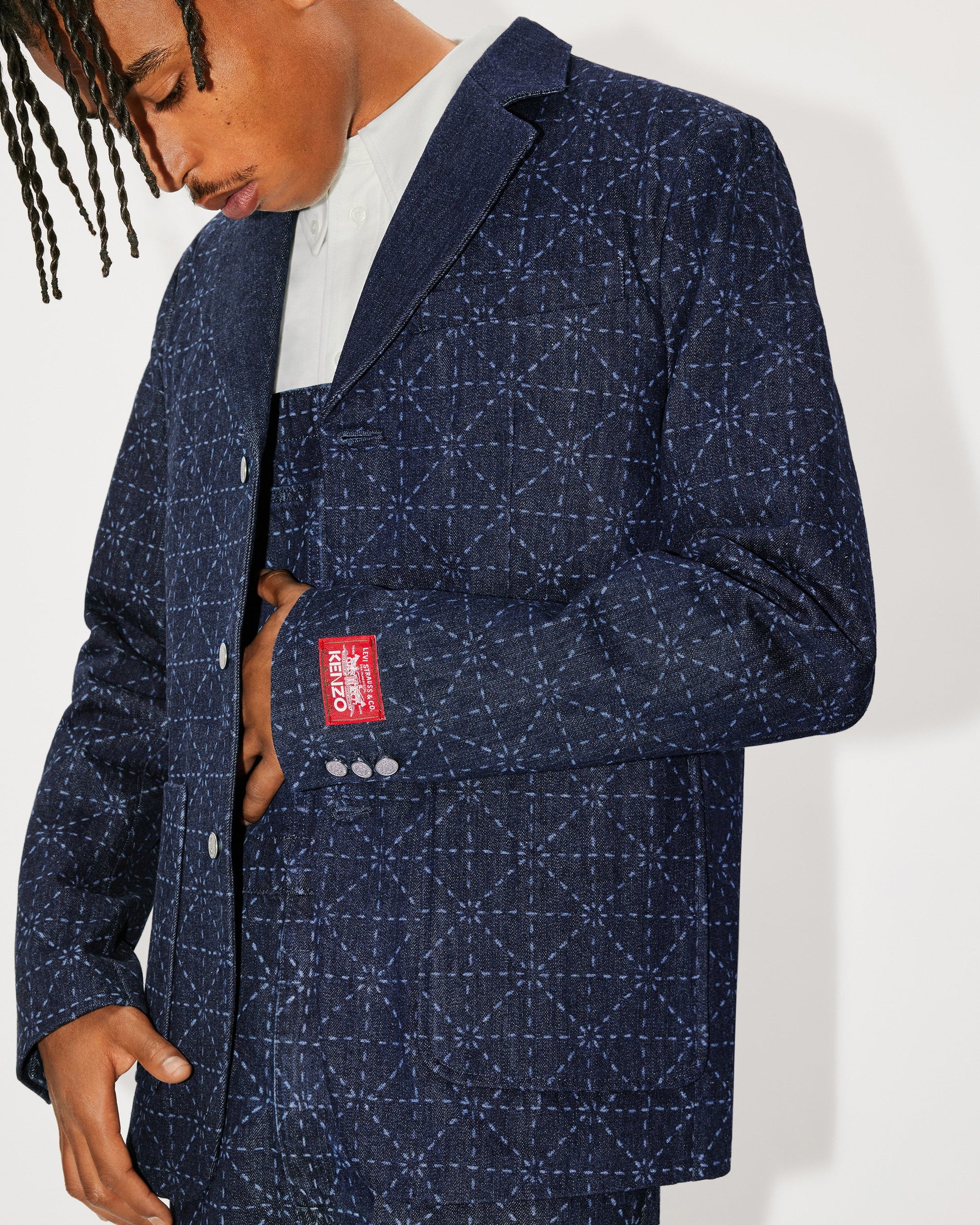 Printed Denim Blazer