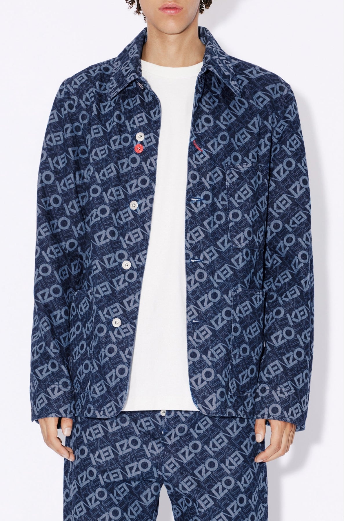 Monogram denim workwear jacket - Rinse Blue Denim