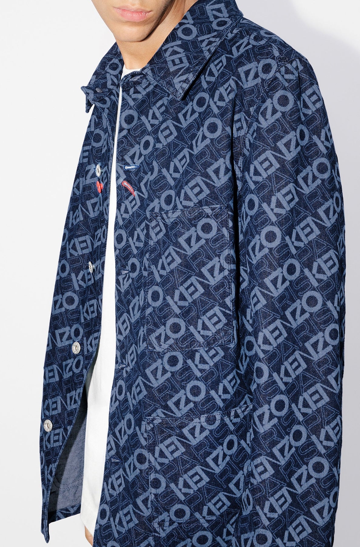 Monogram denim workwear jacket - Rinse Blue Denim
