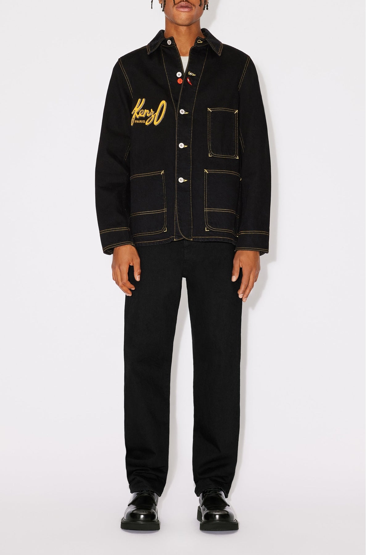 Veste workwear "Kenzo Archive Logo" en denim - Rinse Black Denim