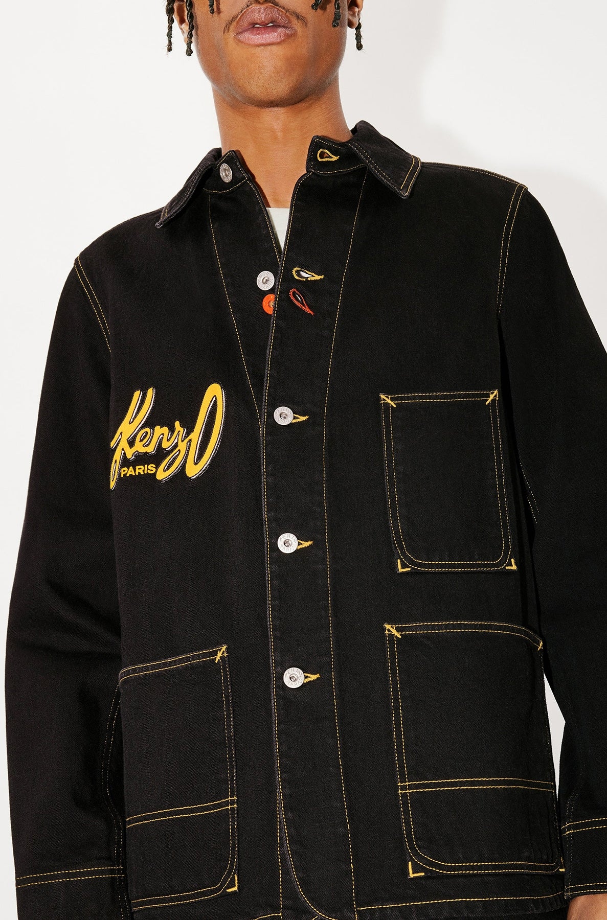 Veste workwear "Kenzo Archive Logo" en denim - Rinse Black Denim