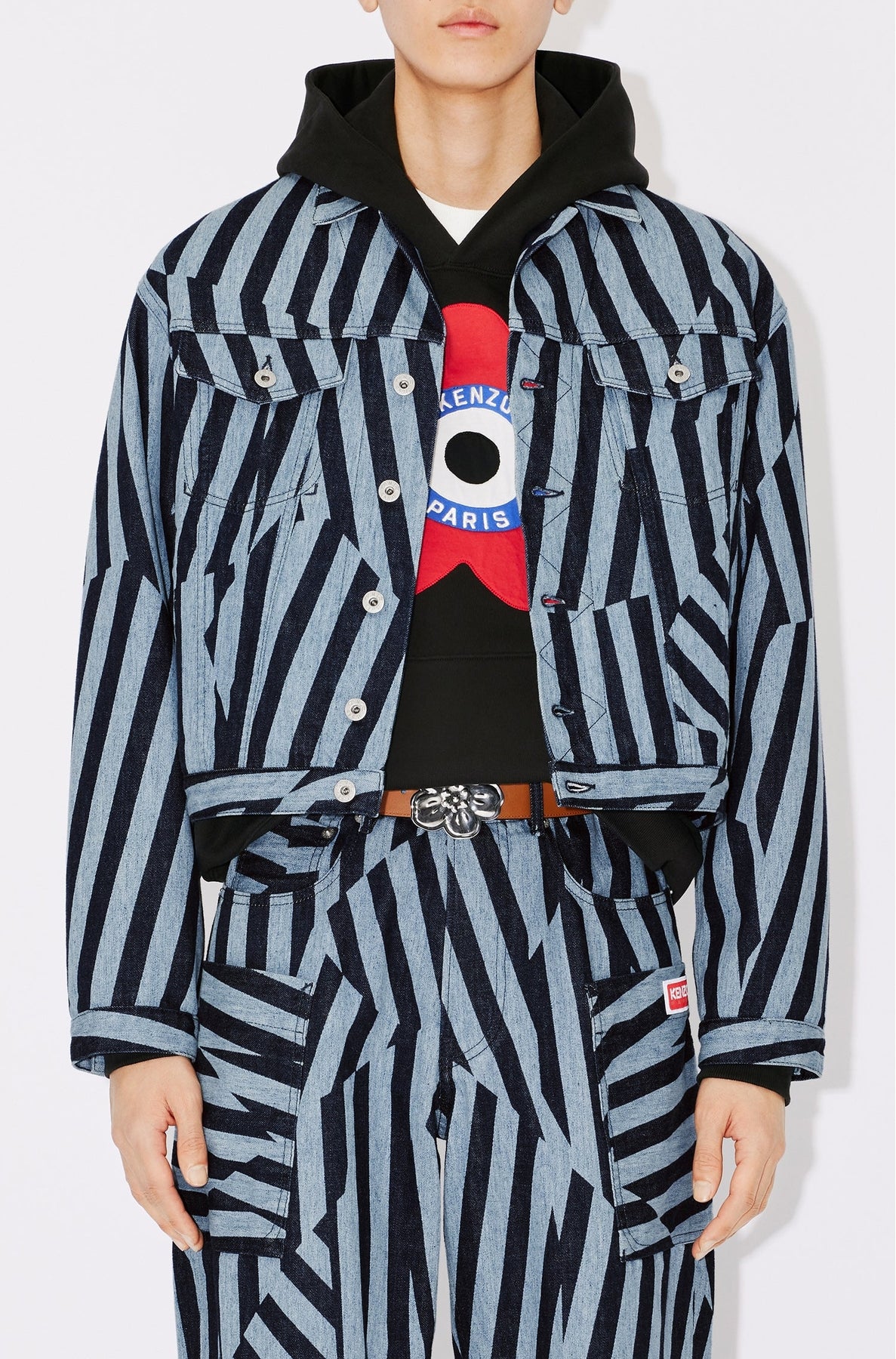 Kenzo Dazzle Stripe Trucker Jacket - Rinse Blue Denim