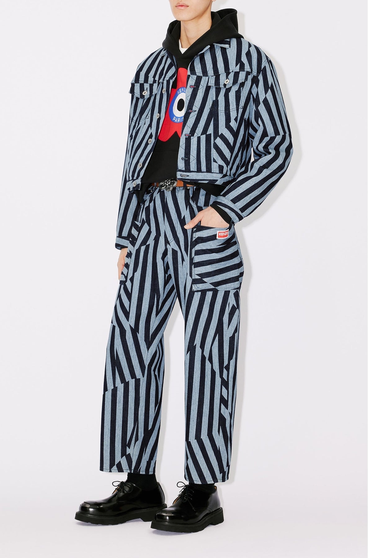 Kenzo Dazzle Stripe Trucker Jacket - Rinse Blue Denim