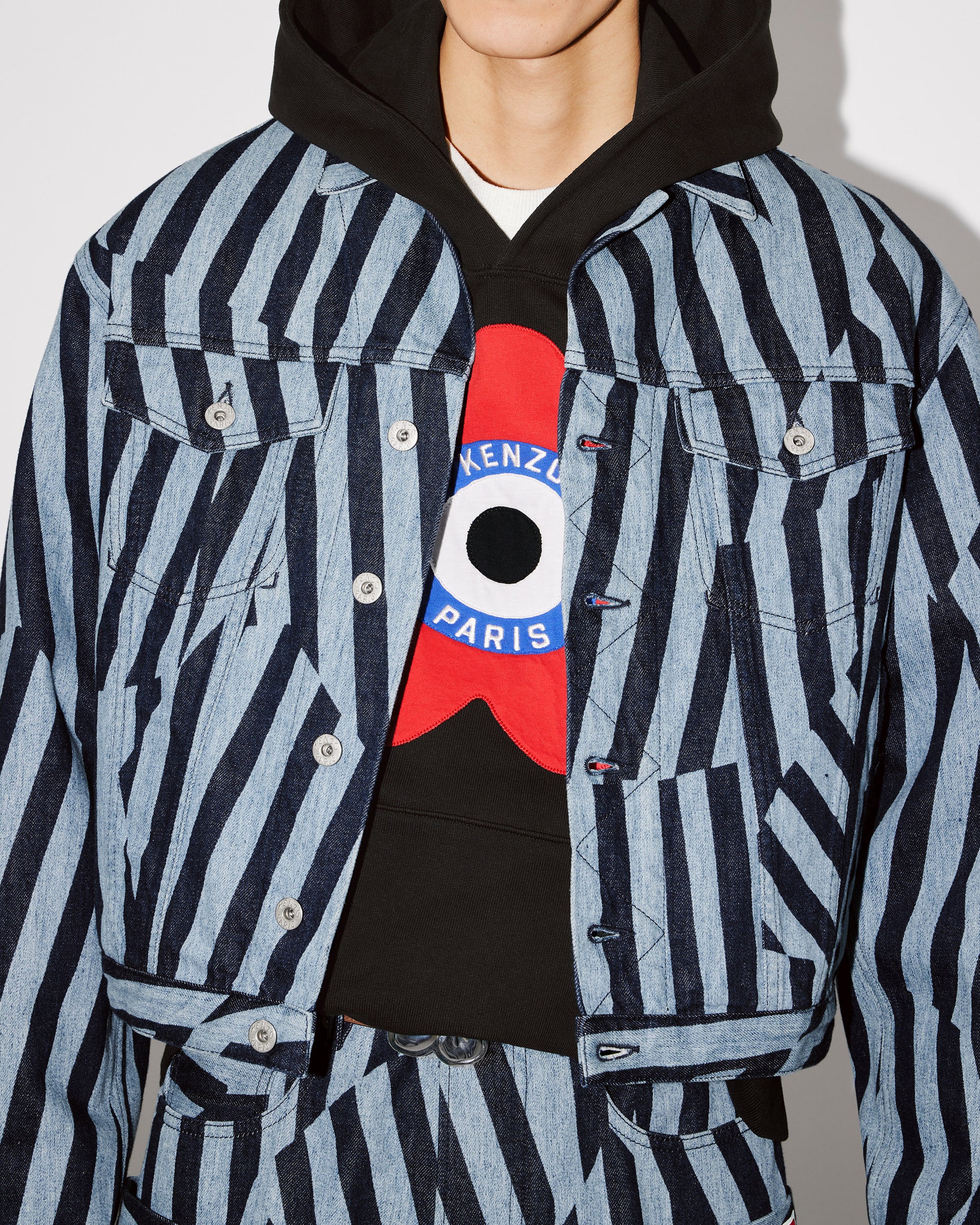 Kenzo Dazzle Stripe Trucker Jacket - Rinse Blue Denim