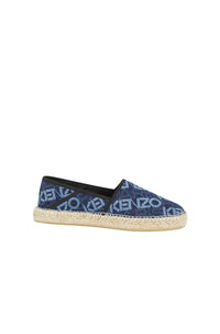 Espadrilles plates Logo en denim - Rinse Blue