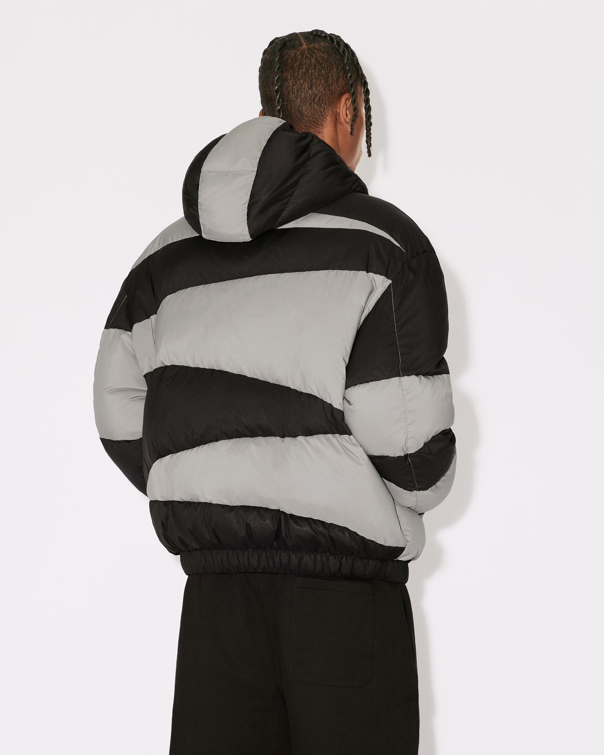 Doudoune à capuche "Kenzo Dazzle Stripe" - Black