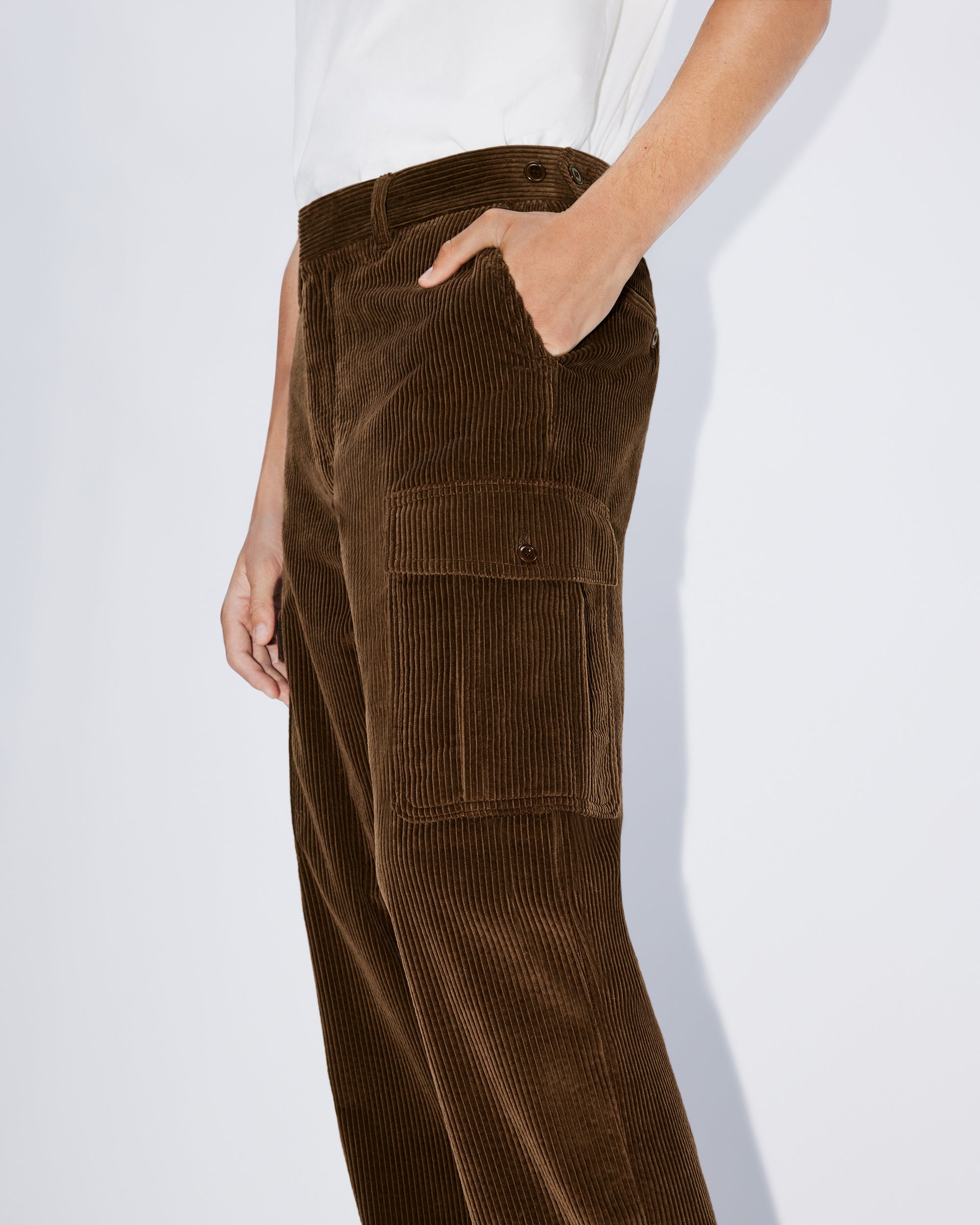 Pantalon cargo en velours - Dark Brown