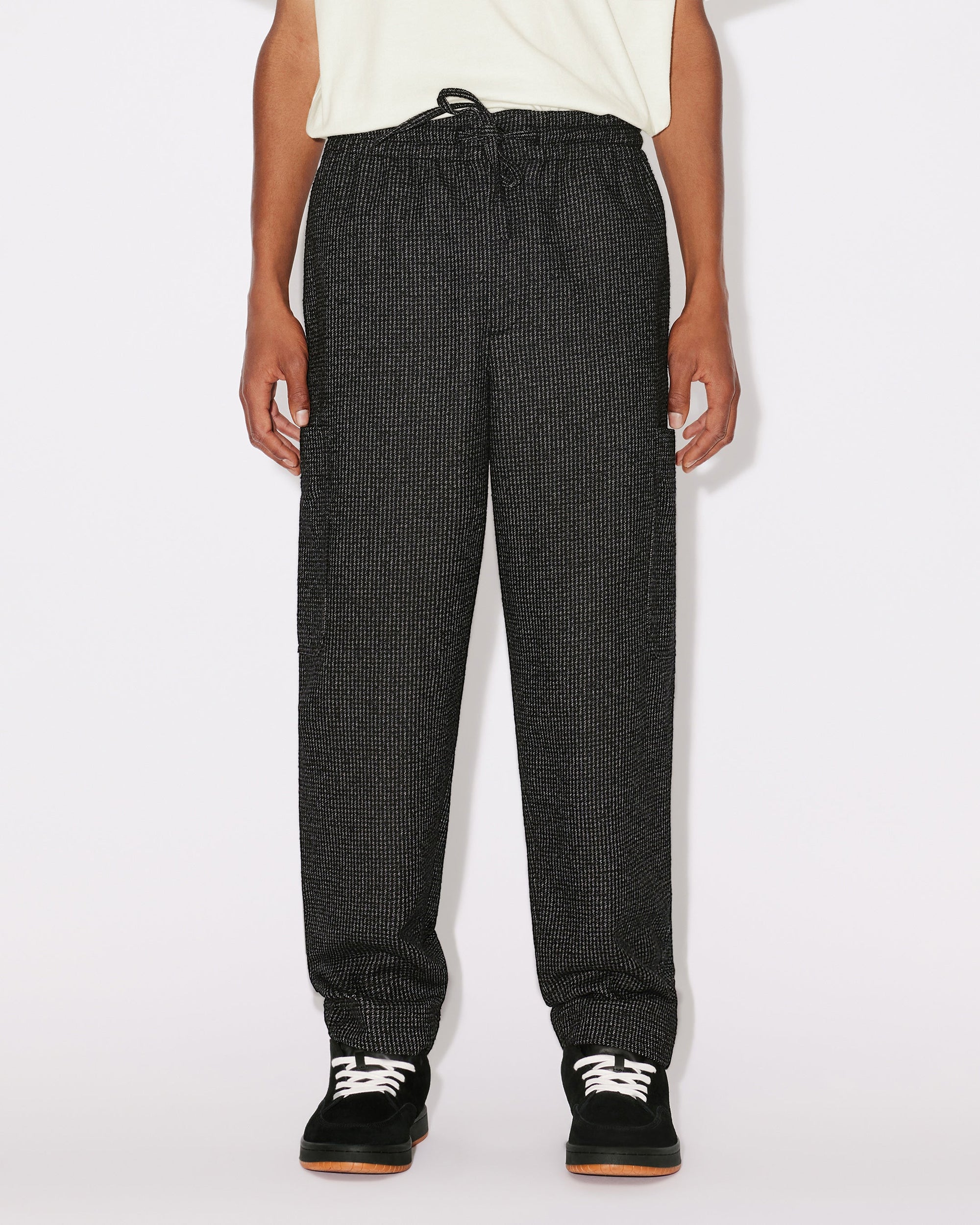 Pantalon cargo à carreaux en laine - Anthracite