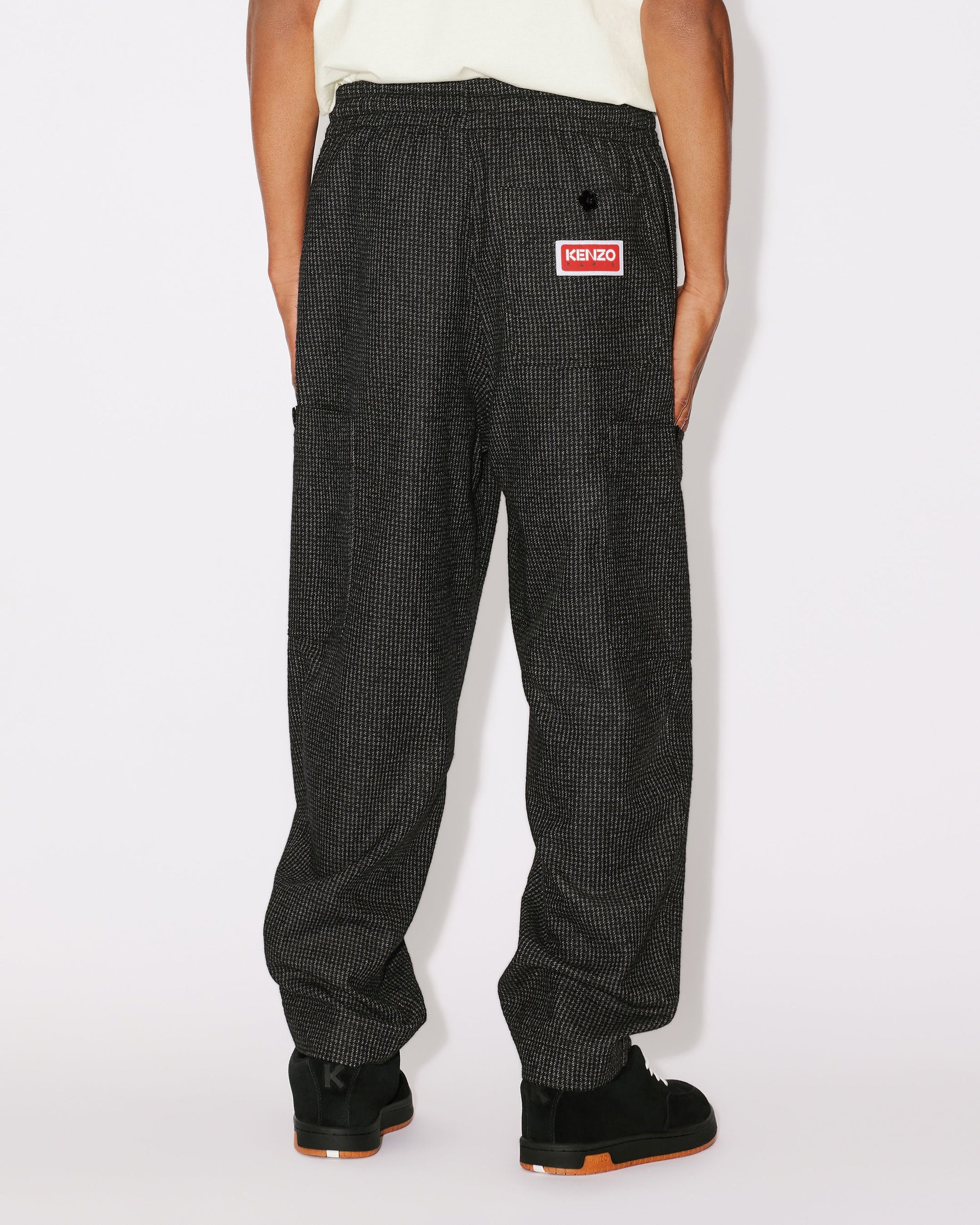 Pantalon cargo à carreaux en laine - Anthracite