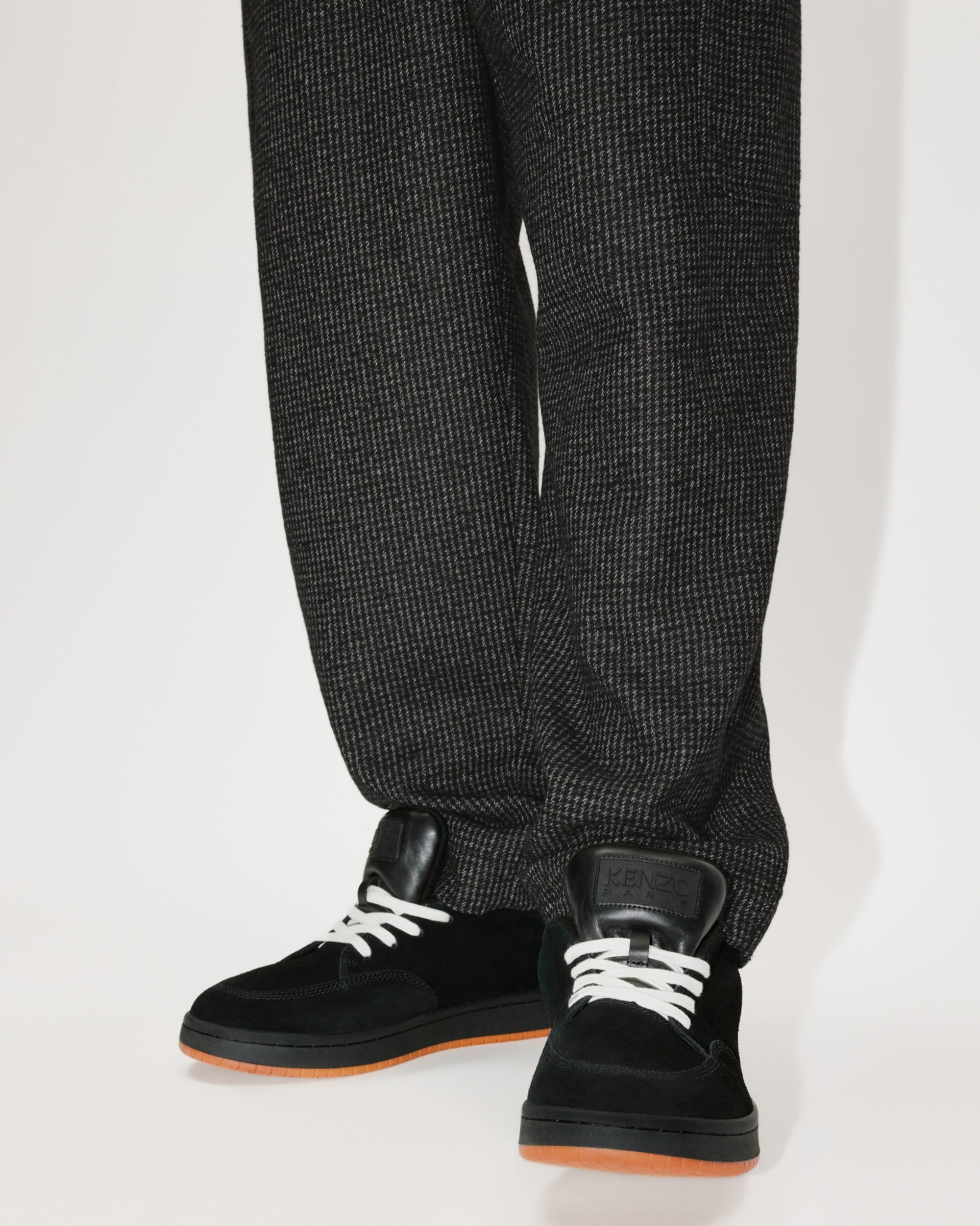 Pantalon cargo à carreaux en laine - Anthracite