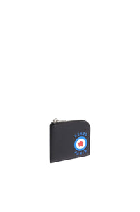Portefeuille zippé "Kenzo Target" en cuir - Black