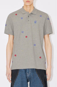 Kenzo Target" embroidered polo shirt - Pearl Grey