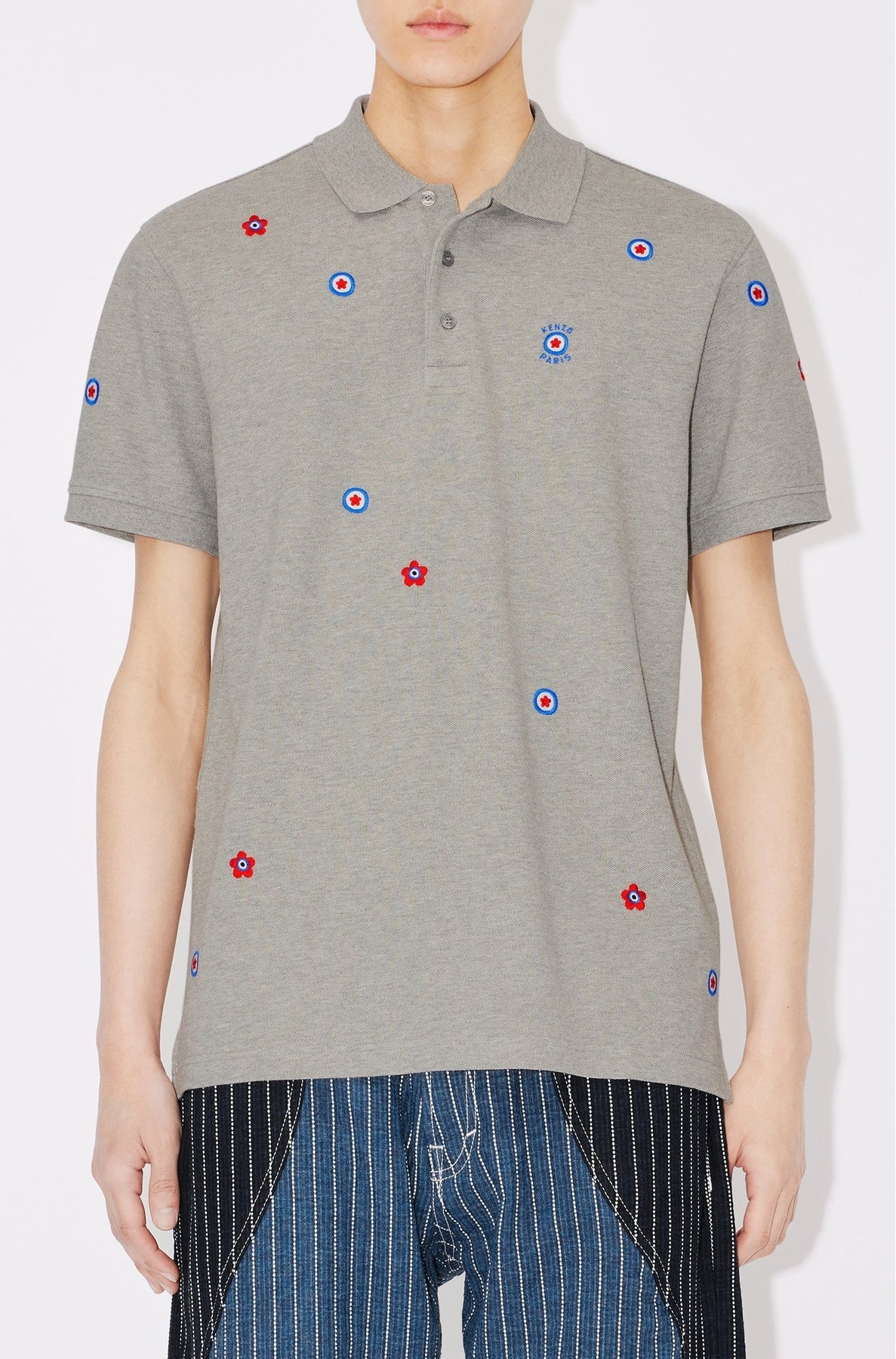 Kenzo Target" embroidered polo shirt - Pearl Grey
