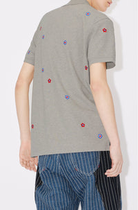 Kenzo Target" embroidered polo shirt - Pearl Grey