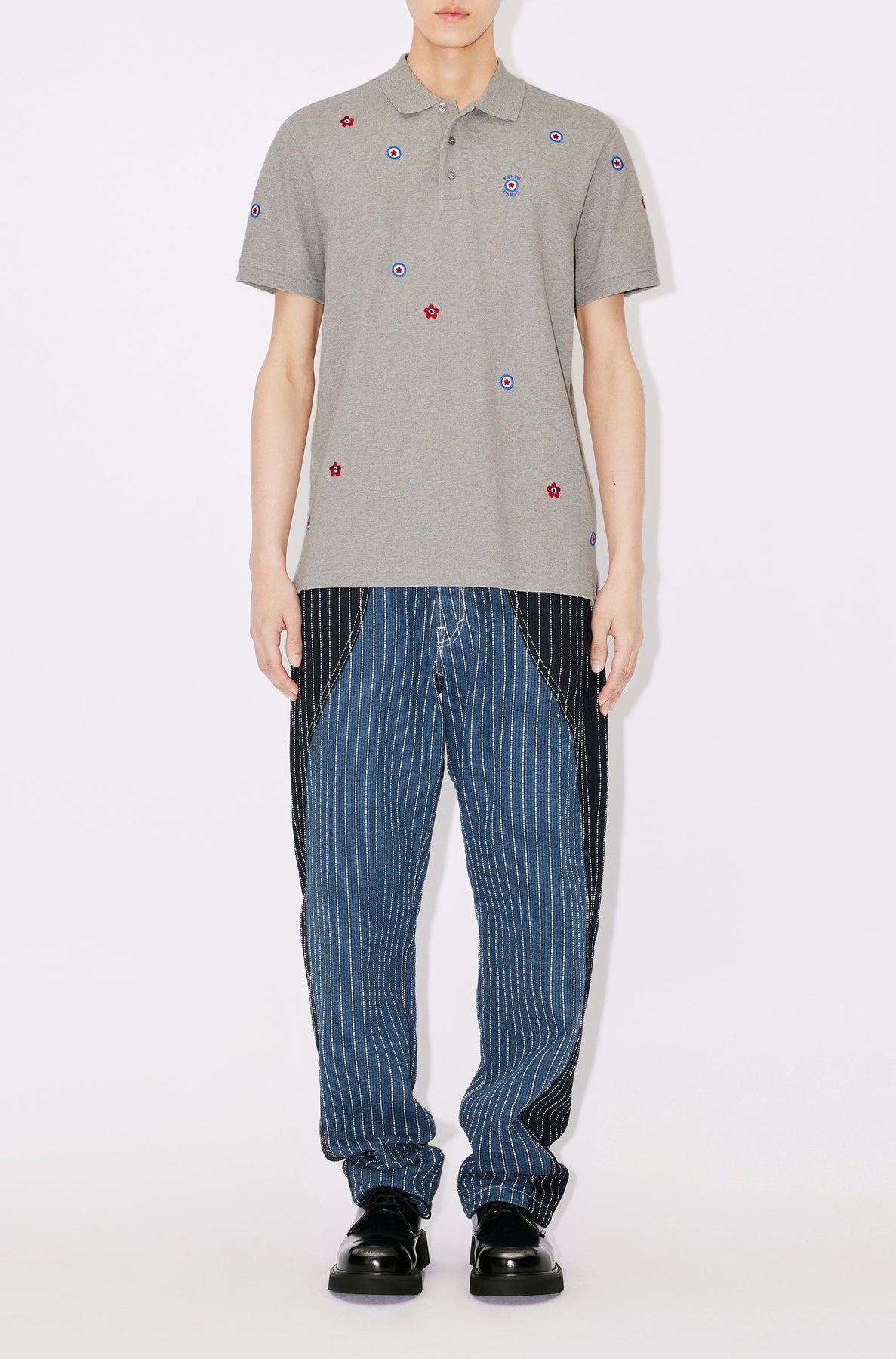 Kenzo Target" embroidered polo shirt - Pearl Grey