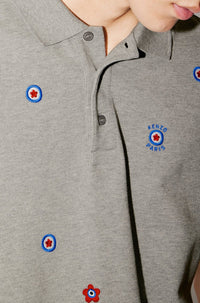 Kenzo Target" embroidered polo shirt - Pearl Grey