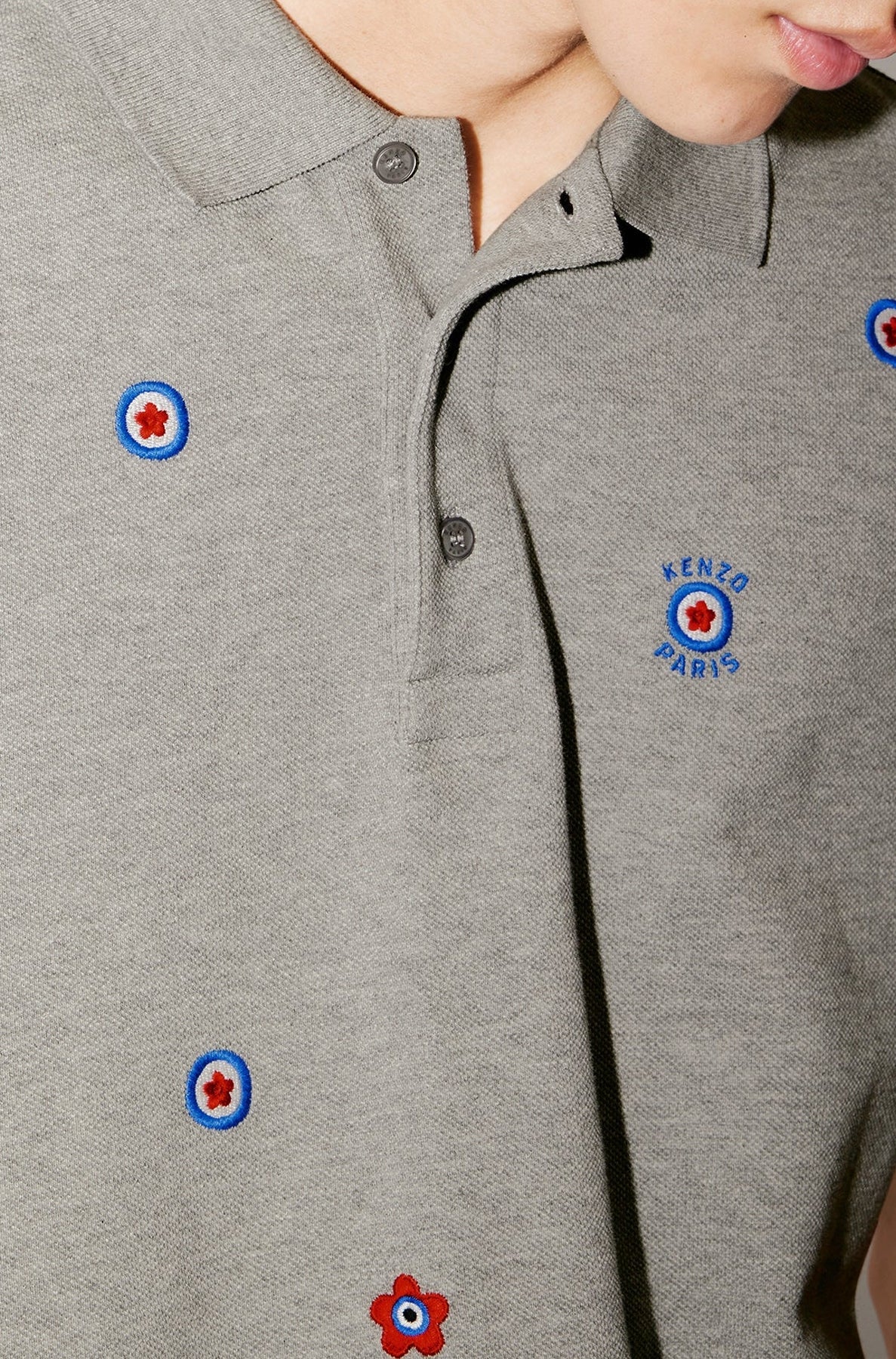Kenzo Target" embroidered polo shirt - Pearl Grey