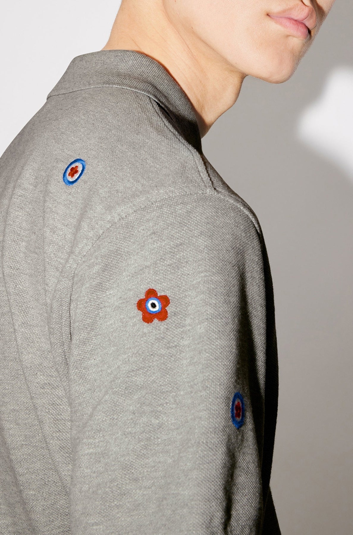 Kenzo Target" embroidered polo shirt - Pearl Grey
