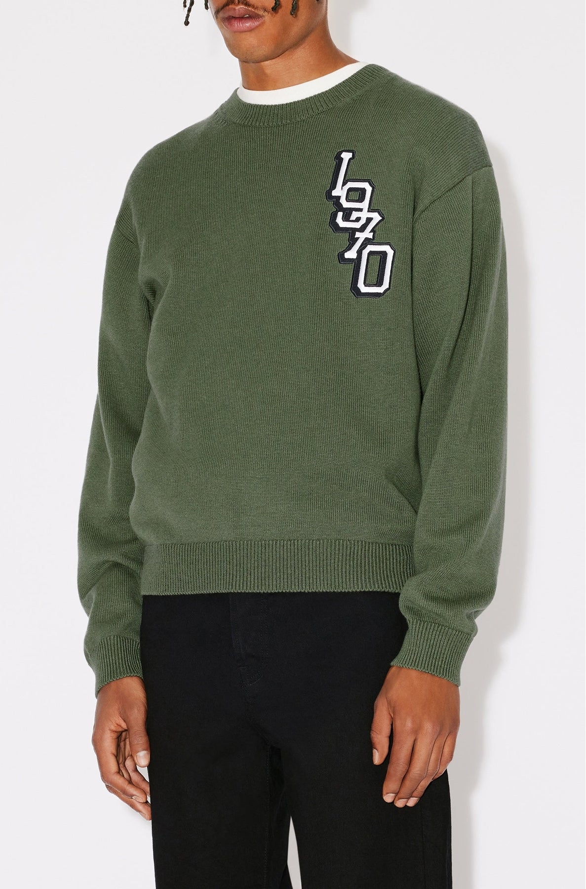 Pull brodé "Tiger Varsity" en laine - Dark Khaki