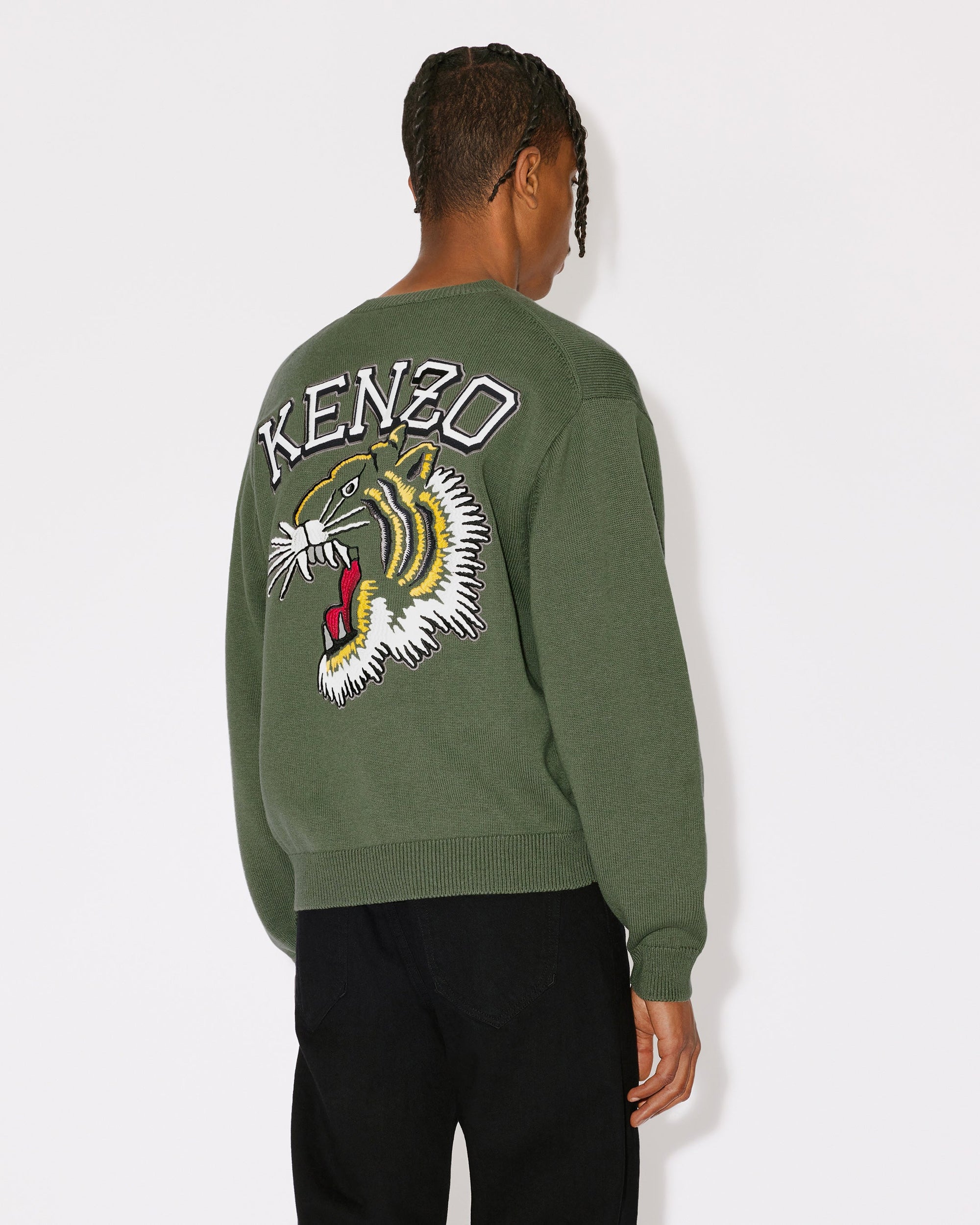Pull brodé "Tiger Varsity" en laine - Dark Khaki