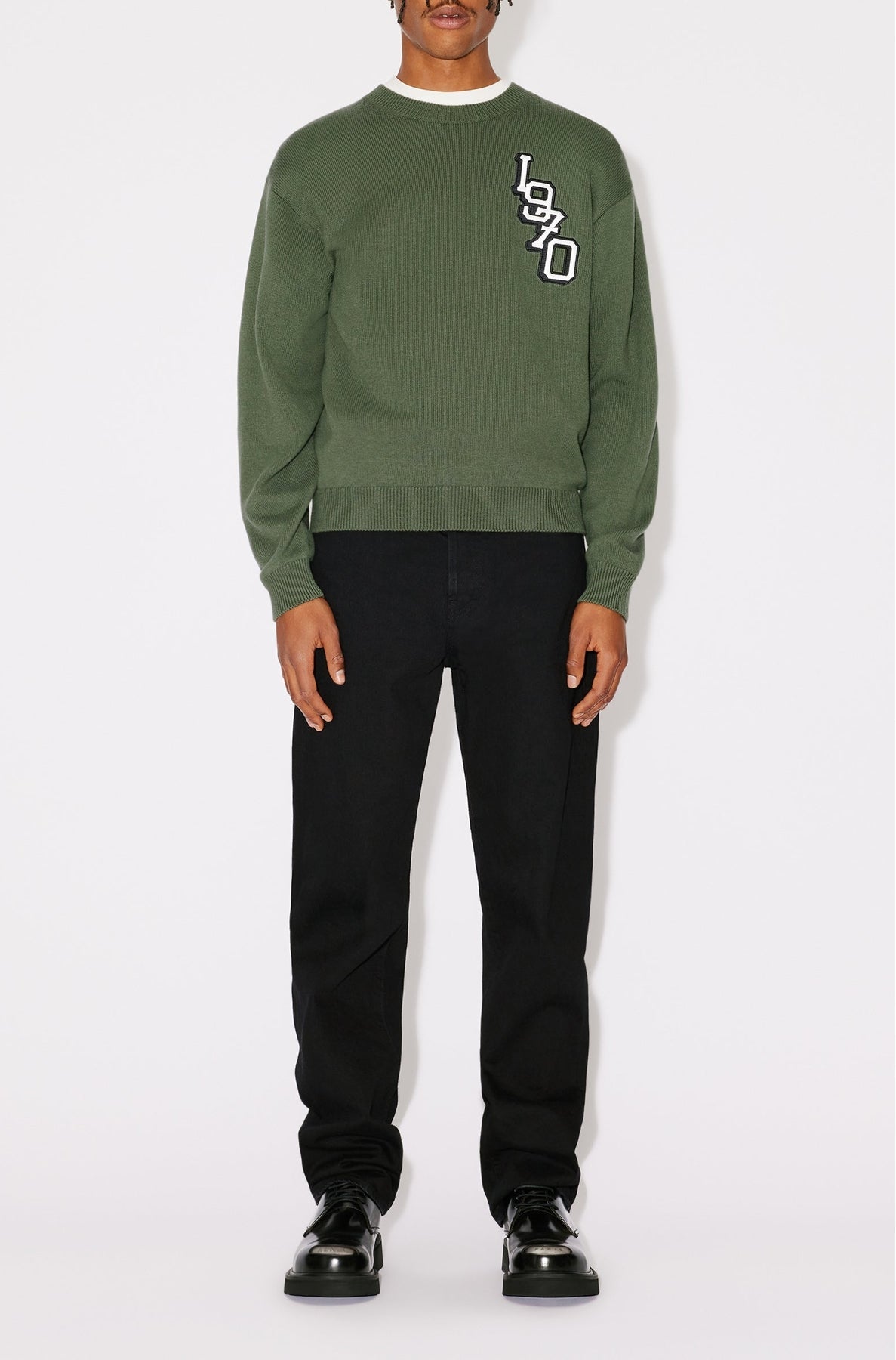 Pull brodé "Tiger Varsity" en laine - Dark Khaki