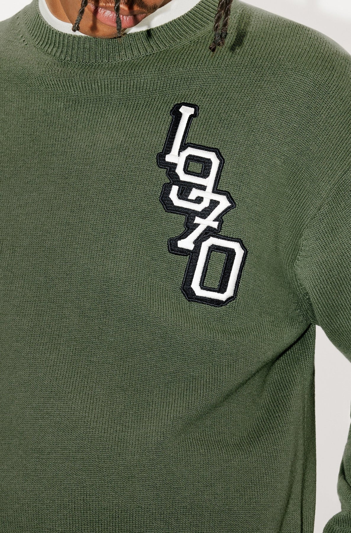 Pull brodé "Tiger Varsity" en laine - Dark Khaki