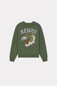 Pull brodé Tiger Varsity en laine - Dark Khaki