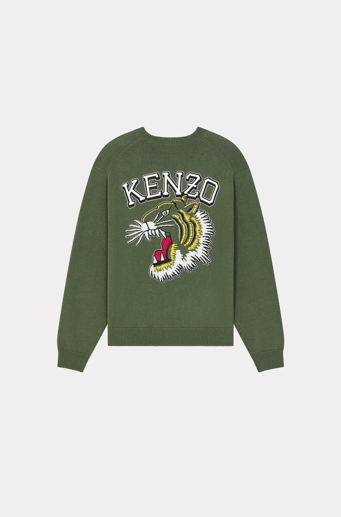 Pull brodé Tiger Varsity en laine - Dark Khaki