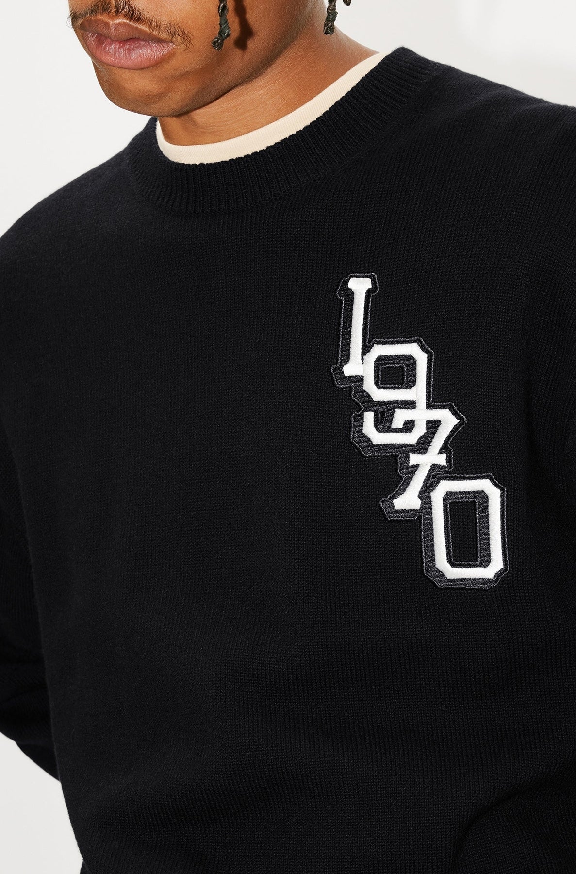 Tiger Varsity" embroidered jumper in wool - Black